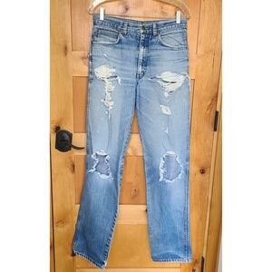 Vintage Y2K Lawman 30x34 Light Wash Preppy Denim Straight Leg Distressed Jeans